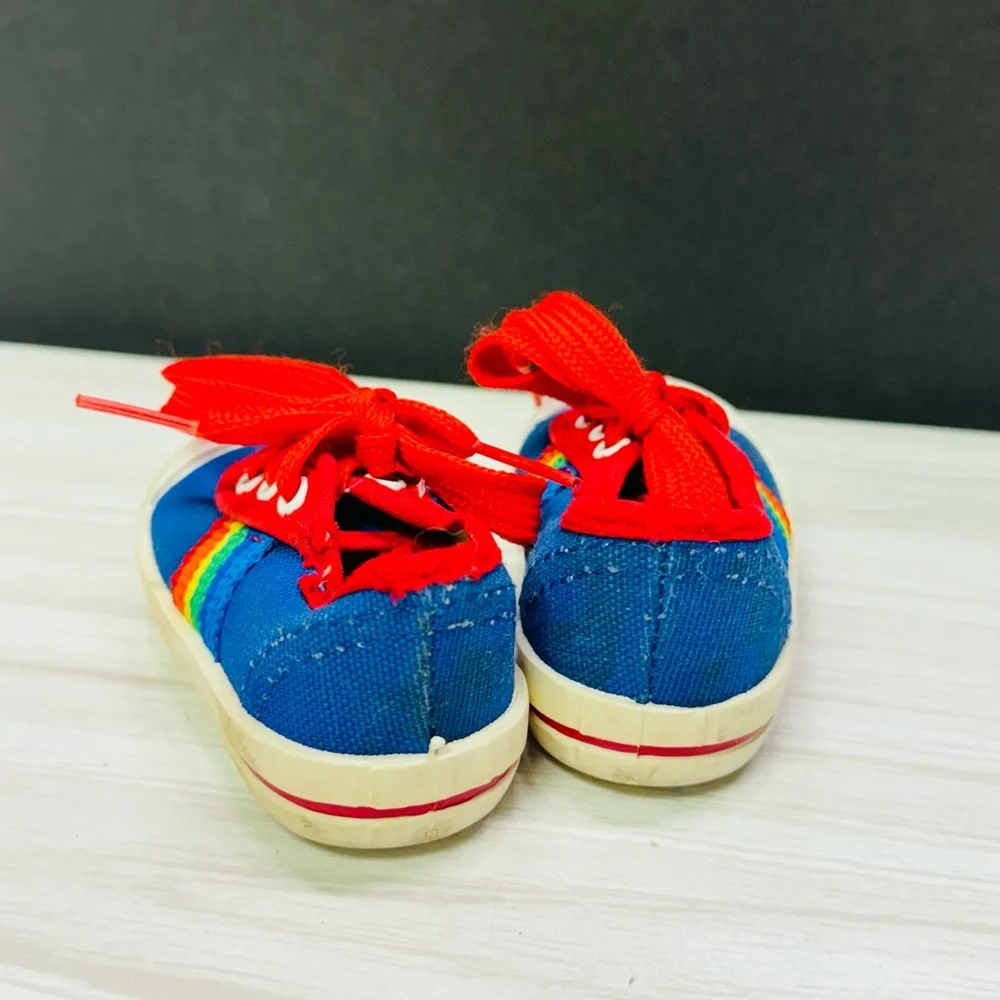 Vintage Baby Shoes Sneakers Size 1 Blue/Multicolor -Made USA